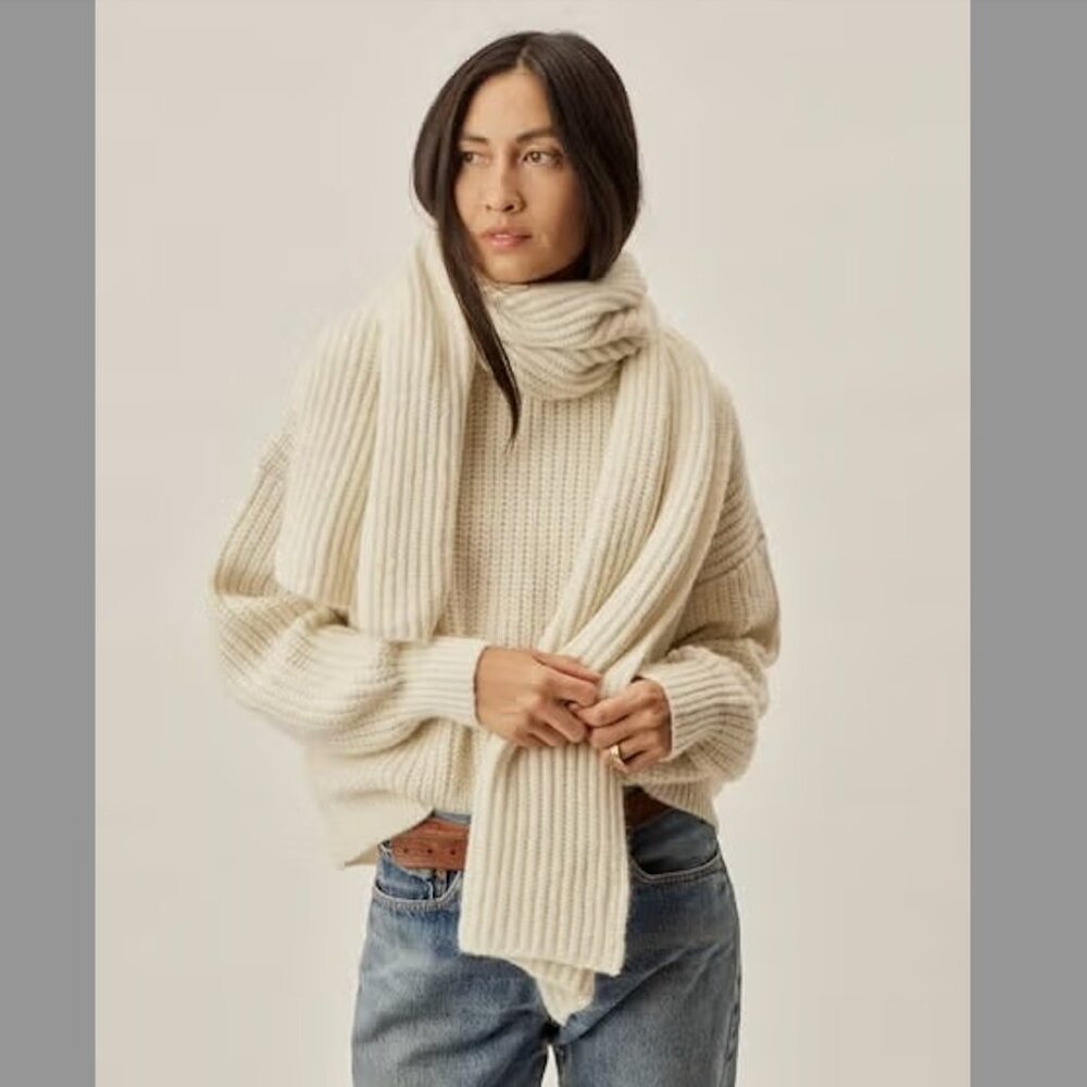 Buck Mason Highland Alpaca Rib Scarf Natural NWOT